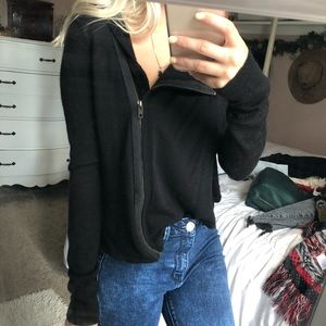 She Said Asymmetrical Zip up Wool  Sweater